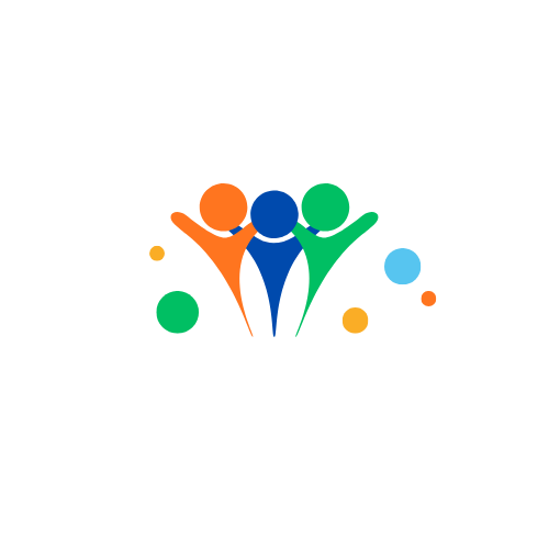 yellow and blue disability people logo